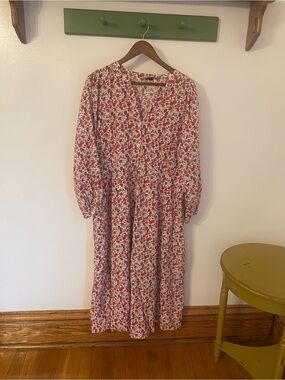 Floral Fall Full Button-Front Midi Dress